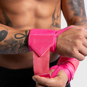 Premium Pink Heavy-Duty Adjustable Support Good Supplier Make Your Own New Trendy Fully Customized Made Boxing Wrist <b>Wraps</b> - Product Image 1