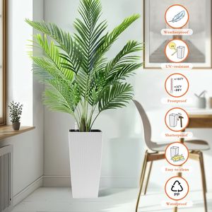 Juego de 2 Macetas Cuadradas de Diseño de Ratán Sintético de 22 Pulgadas de Alto con Sistema de Riego Automático para Porche, Patio y Jardín - Macetas Inteligentes - Product Image 6
