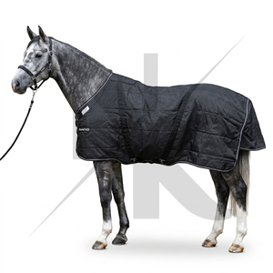 Manta Impermeable para Caballos con Protector de Pecho, Ligera y Transpirable de 50g, para Establos y Exteriores, Color Negro - Product Image 4