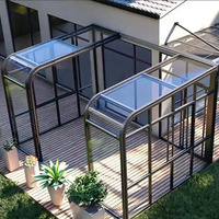 Villa moderne avec toit rétractable, serre à toit incliné avec double vitrage trempé, véranda pour utilisation en solarium extérieur