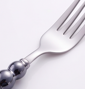 Elegant <b>Black</b> Bubble Handle Stainless Steel Flatware <b>Set</b> With High Mirror Polish <b>Cutlery</b> For Wedding Home Restaurant - Product Image 2