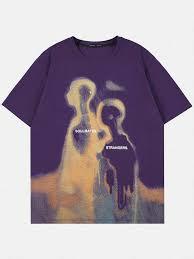 T-shirt en coton épais personnalisé 2026 pour homme, style streetwear marron avec graphique thermique « Soulmates Strangers » - Product Image 3