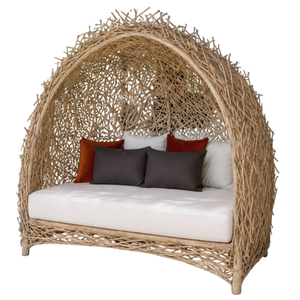 ARTERRA Premium Lit de Jour à Capot en Branches de Teck avec Baldaquin, Chaise Longue de Luxe pour Resort, Plage et Extérieur - Product Image 1