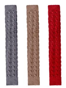 Mangas de punto con diseño de cable, 3 pares, gris, beige, rojo, unisex, para adultos, sin costuras, de acrílico, calentadores de brazos para ciclismo - Product Image 1