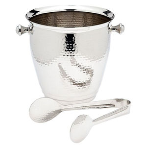 Cubo de Hielo de Acero Inoxidable con Tapa y Cuchara, Enfriador de Vino y Champán de Metal con Acabado Martillado de Doble Pared, Enfriador de Vino Antideslizante - Product Image 5