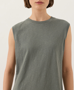 Cotton Sleeveless Crew Neck Knee-Length <b>Dress</b> Minimalist <b>Loose</b> Fit Solid Color Casual Daily Wear Custom Women Cotton Tee <b>Dress</b> - Product Image 3