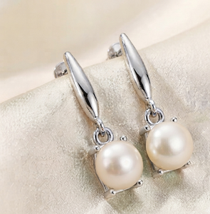 ต่างหูมุกน้ำจืดทรงหยดน้ำเงินแท้ S925 ของขวัญสุดหรูสำหรับผู้หญิง - Product Image 1