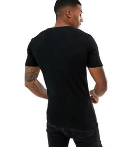Camiseta de algodón negra lisa con cuello redondo para hombre, de calidad premium, con logotipo personalizado del fabricante. - Product Image 4