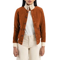 Veste Bomber en Daim Personnalisée pour Femme, Doublure Polaire Respirante, Cuir Véritable, Rivets, Coton, Saison Hiver, Capuche Amovible – Grande Vente
