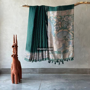 Exclusive Designer Look Kanchipuram Chanderi Silk with Digital Print Stylish Ethnic Latest Trendy Indian Modest Party Wear Women - Product Image 1