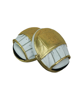No Boxing No Life Guantes de Boxeo Profesionales Blancos y Dorados, Guantes de Entrenamiento de Cuero Original Duradero CP-FM-07 - Product Image 3