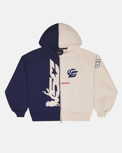 Sweat-shirt à capuche zippé bicolore pour homme, en molleton, avec poche, logo personnalisé, streetwear d'hiver - Product Image 3