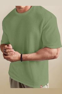 T-shirt Homme Oversize Tricoté Épais Couleur Unie Style Urbain Coupe Ample High Street - Product Image 4