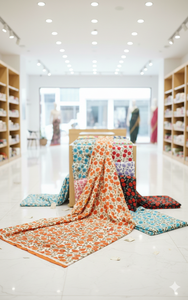 Tissu en coton peigné tissé léger, respirant, biologique et écologique, imprimé de fleurs, thème floral pour vêtements et robes de filles - Product Image 2