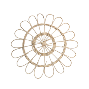 Sous-verre mural suspendu en forme de disque floral, design Art Déco moderne en rotin naturel, couleur personnalisable, pour la maison et la cuisine, idéal pour un anniversaire - Product Image 1