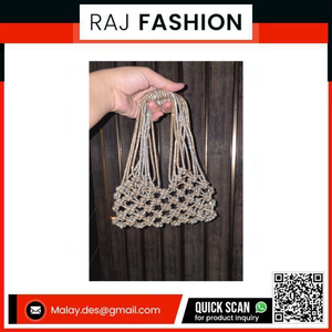 Sac mini en macramé perlé fait main pour femme, accessoires de mode pour mariage, fête et occasions festives - Product Image 2
