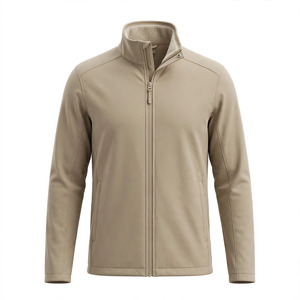 <b>Men's</b> Solid Color <b>Fleece</b> Jacket Stand Collar Zipper Closure Windproof Casual Autumn Polyester Shell <b>Sherpa</b> Lining Regular Fit - Product Image 1