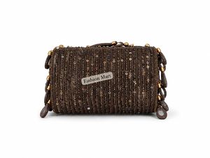 Stylish Brown Beaded Evening Bag Designer Fringe Sequin Party Handbag - Product Image 3
