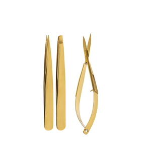 Juego de Herramientas de Precisión para el Cuidado de Cejas, de Acero Inoxidable de Grado Médico, con Punta Inclinada, de Lujo, en Color Dorado, Pinzas para Recortar las Cejas - Product Image 1