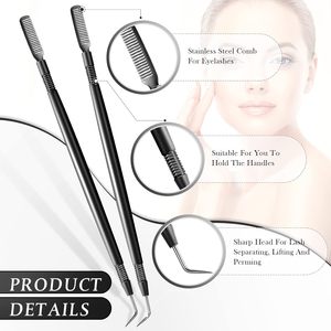 Herramienta de doble punta para levantar pestañas con punta de acero inoxidable y cepillo tipo spoolie para levantar pestañas - Product Image 4