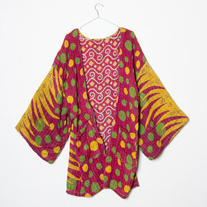 Nouvelle arrivée, robe kimono en coton de style traditionnel Kantha, veste vintage, robe bohème pour femmes - Product Image 1