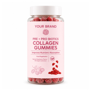 Gomitas de Colágeno Prebióticas Premium con Sabor Natural a Frambuesa, Textura Suave y Masticable, en Envase Sellado, Suplemento Dietético - Product Image 1