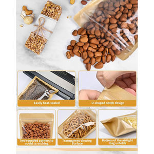 Sacs à fond plat pour scellage sous vide, livraison rapide, pour biscuits, noix, emballage alimentaire, sacs en papier kraft réutilisables, étiquettes en papier offset - Product Image 3
