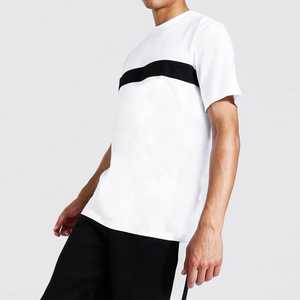 Ensemble de t-shirts en coton pour hommes, couleur contrastée, shorts noirs, respirant, décontracté, vêtements d'été, blanc avec rayures noires - Product Image 4