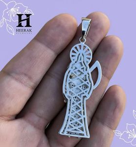 Collier pendentif Santa Muerte Iced Out, Bijoux Hip Hop, Charme Dernier Juge et Vieilleuse, Pendentif squelette en diamant de laboratoire - Product Image 5