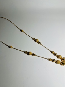 22K Gold Classic <b>Ball</b> Bead Necklace Textured Strand Chain Y Shape Women's Jewelry for Daily Wear Wedding - Product Image 2