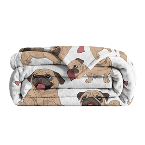 Couverture en flanelle motif Pug de dessin animé pour Halloween, douce et légère, design panoramique pour canapé, bureau, lit, voyage - Multifonctionnelle - Product Image 2
