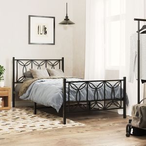 Base de Cama Doble Moderna de Acero Negro, Diseño Rectangular, Cama de Metal - Product Image 3