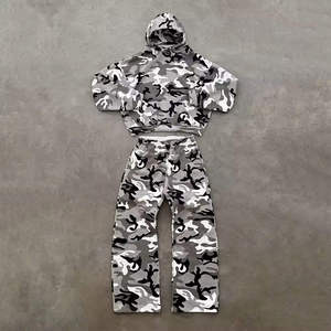 Custom Solid <b>Winter</b> <b>Hoodies</b> & Sweat Suit Set 240gsm 100% Cotton Tracksuit Men Oversized 2-Piece Streetwear Front Logo - Product Image 6