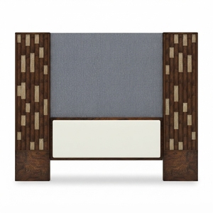 Tête de lit moderne en panneaux 3D en bois et tissu rembourré pour meubles de chambre - Product Image 1