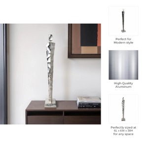 Sculpture géométrique moderne en métal, figurine 32x5x5 pouces, art fait main, décoration de sol, salon - Product Image 4