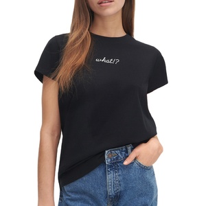 เสื้อยืดแขนสั้นผ้าฝ้าย 100% แบบเรียบ พิมพ์โลโก้ได้ตามต้องการ คอกลม เสื้อยืดผู้หญิงสำหรับฤดูร้อน - Product Image 1