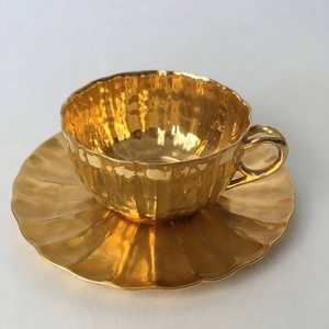 Antique Handmade Copper <b>Tea</b> Coffee Mug <b>Set</b> with Hammered Saucer Golden Luxury Cup for Dining and <b>Gift</b> Purposes - Product Image 2
