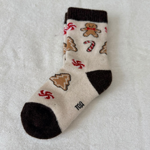Chaussettes en laine pour bébés et tout-petits, motif pain d'épices de Noël, chaussettes blanches mi-mollet, chaudes, tricotées pour l'hiver, chaussettes de fête pour enfants, vente en gros - Product Image 2