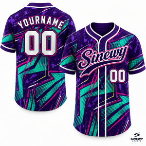 Maillot de baseball personnalisé Sinewy, imprimé géométrique sublimé, anti-humidité, manches courtes, unisexe adulte, toutes saisons - Product Image 1
