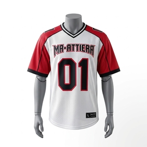 Maillot de football personnalisé blanc et rouge pour homme, uniforme de sport en mesh à manches courtes, chemise de jeu athlétique, vente en gros, vêtements personnalisés - Product Image 6