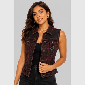 Chaleco Vaquero Ajustado para Mujer con Cierre de Botones Clásico, Chaqueta sin Mangas para Combinar en Capas, Ropa Casual de Calle y Actividades al Aire Libre - Product Image 4