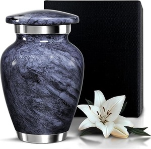 Green Cremation Urn for Adult Human Ashes <b>Memorial</b> Keepsake Container Durable Design Urn with Velvet <b>Box</b> - Product Image 5