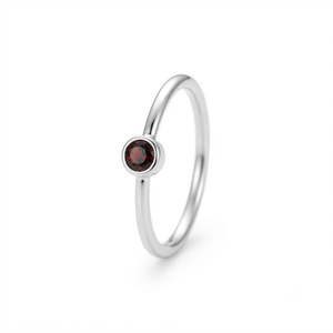 Bague de fiançailles et de mariage en argent sterling 925 plaqué rhodium avec grenat, sertie clos, style vintage pour enfant, usage quotidien, Janvier - Product Image 1