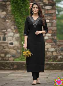 Nuevos Kurtis de Algodón Morado con Bordado, Estilo Casual Tradicional de la India, Corte Regular, Largo hasta el Tobillo - Product Image 3