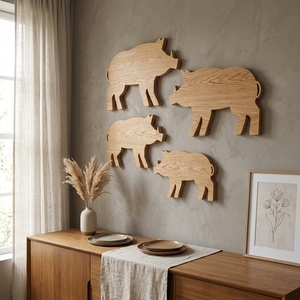 Silueta Decorativa de Cerdo en Madera Hecha a Mano, Escultura Minimalista de Animal de Granja en Madera Natural, Decoración Rústica para Cocina y Sala de Estar - Product Image 4