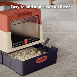 Lettiera per Gatti Rossa Grande con Cassetto Interno, Design Ergonomico che Non Occupa Spazio, Realizzata per Animali Domestici - Product Image 3