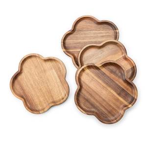 Wholesale Price Acacia Wood Serving Tray Set Stackable Wooden Platter Food Display Board Kitchen Dining Decor Natural Finish - Product Image 1