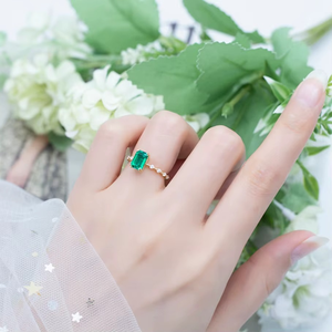 CONCEPTION 925 <b>Silver</b> 18k Gold Luxy <b>Emerald</b> Stone Custom Women Jewelry Moissnaite <b>Ring</b> For Womens - Product Image 5