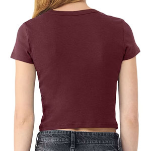 Camiseta Corta Básica de Verano para Mujer al por Mayor, con Logotipo Personalizado, Transpirable, 100% Algodón, Manga Corta, Lisa - Product Image 2