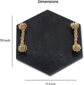 <b>Black</b> Marble Bathroom Organizer <b>Tray</b> with Brass Handles Multi Purpose <b>Serving</b> <b>Tray</b> Jewelry Dish Kitchen Island - Product Image 5